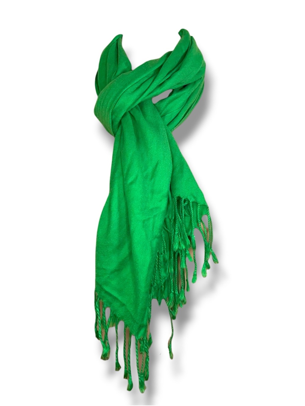 Vibrant Green Pashmina Scarf Shawl Fringe Orthodox Catholic Head Covering
